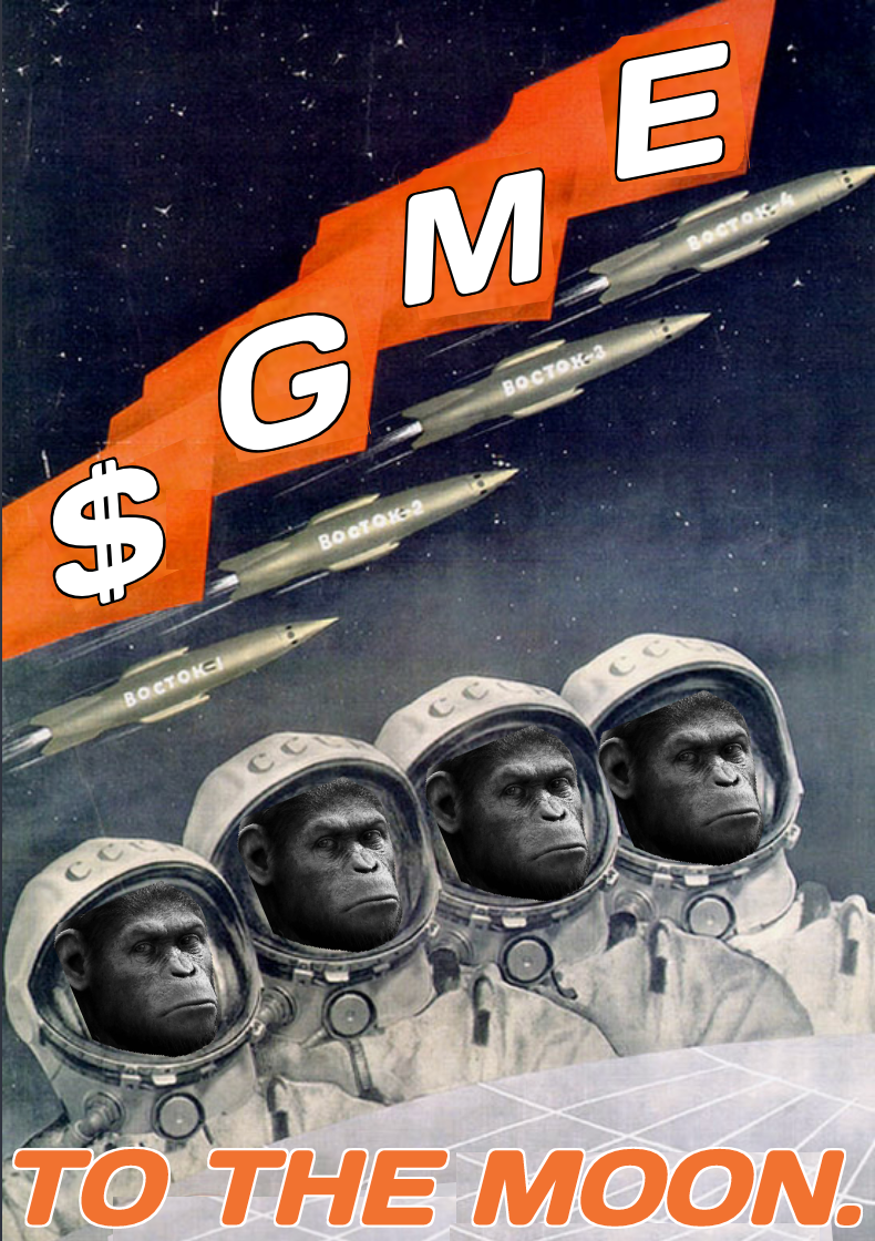 Gamestop Ape Cosmonaut Framed poster - Arbitrage Andy